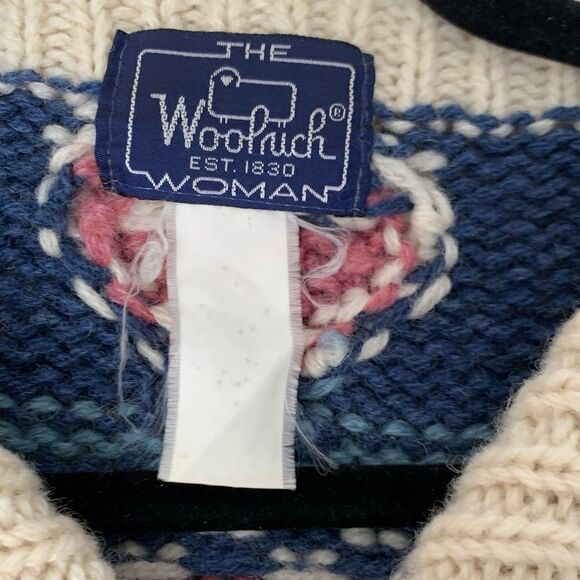 VTG Woolrich Woman Cardigan Sweater S 100% Wool Button Grandma Cottagecore Farm - Picture 3 of 10